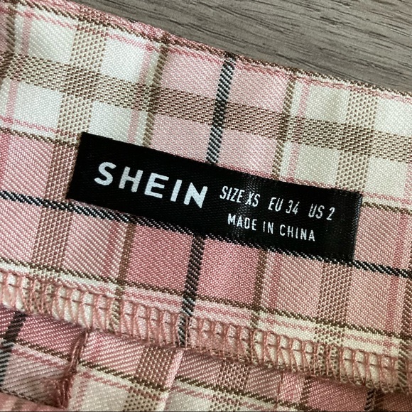 SHEIN Tartan Pleated Skirt Pink - Picture 3 of 7